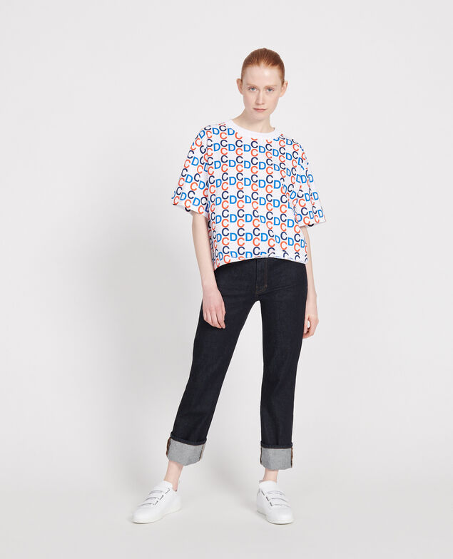 T-Shirt mit CDC-Print aus Baumwolle Optical white