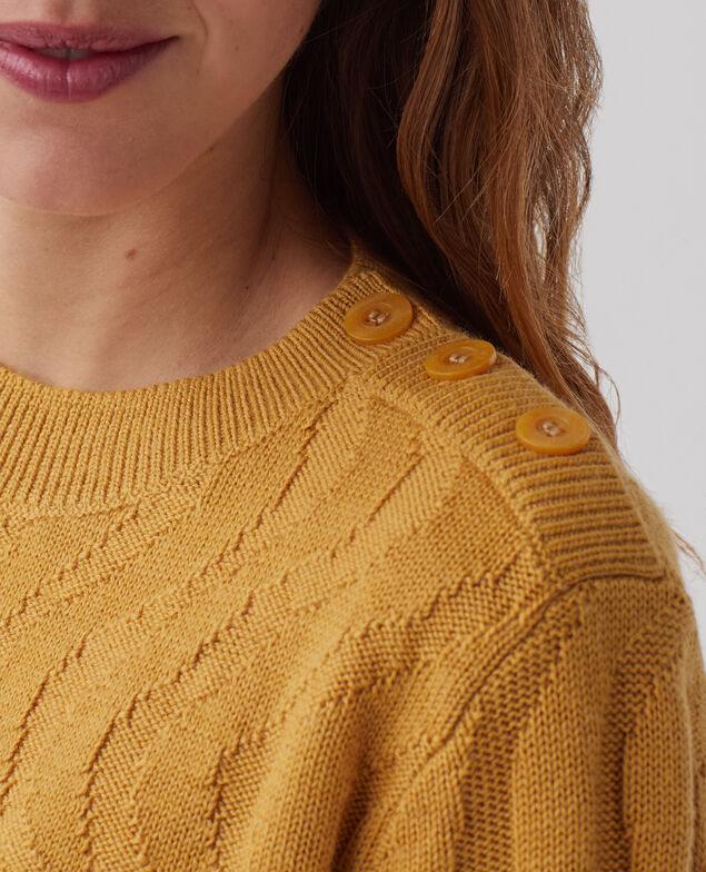 Pullover mit Rundhalsausschnitt aus Merinowolle J490 mustard gold