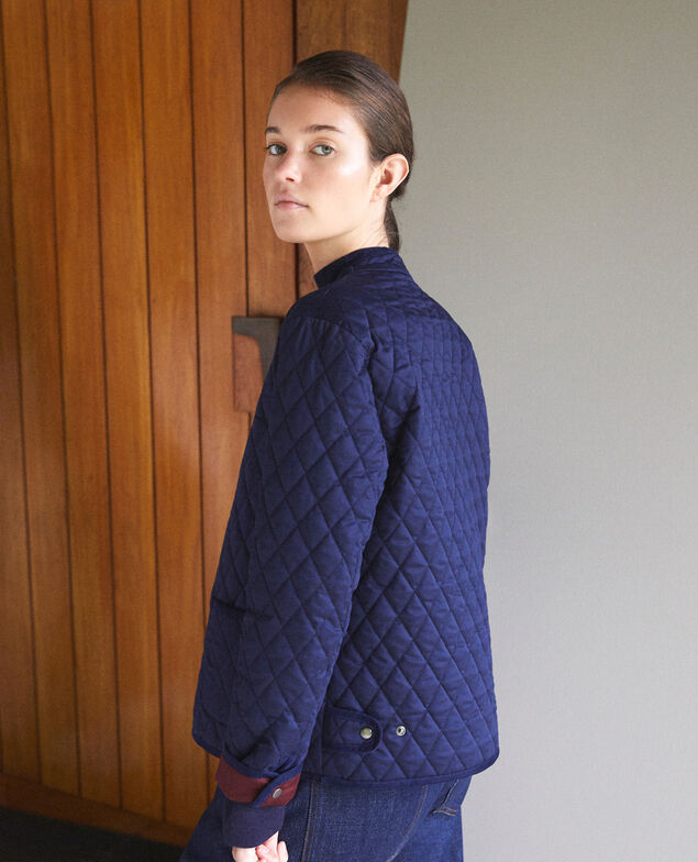 Beidseitig tragbare, kurze Jacke Blau