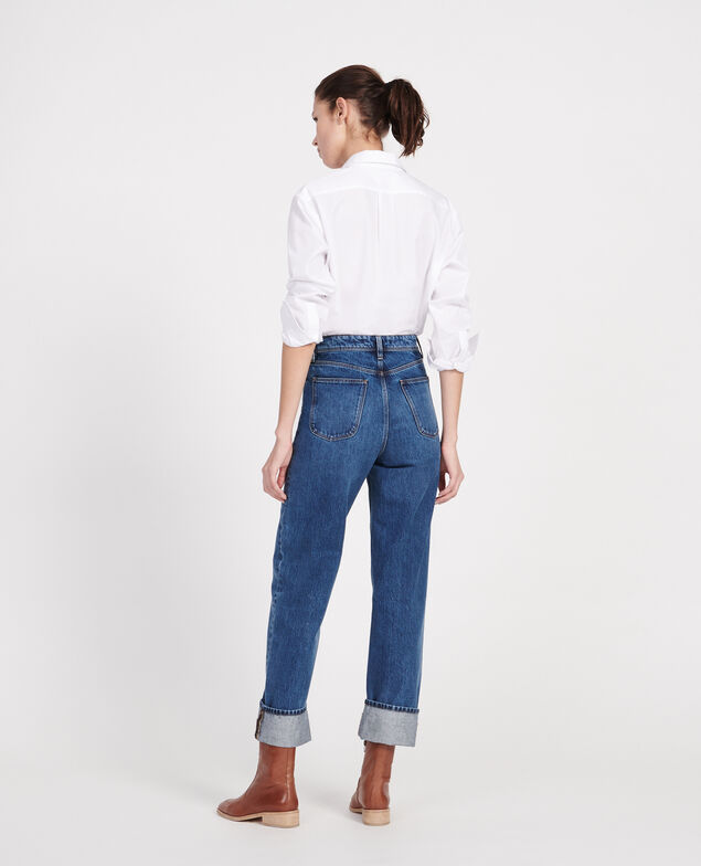 Jeans mit hoher Taille und geradem Schnitt Denim medium wash