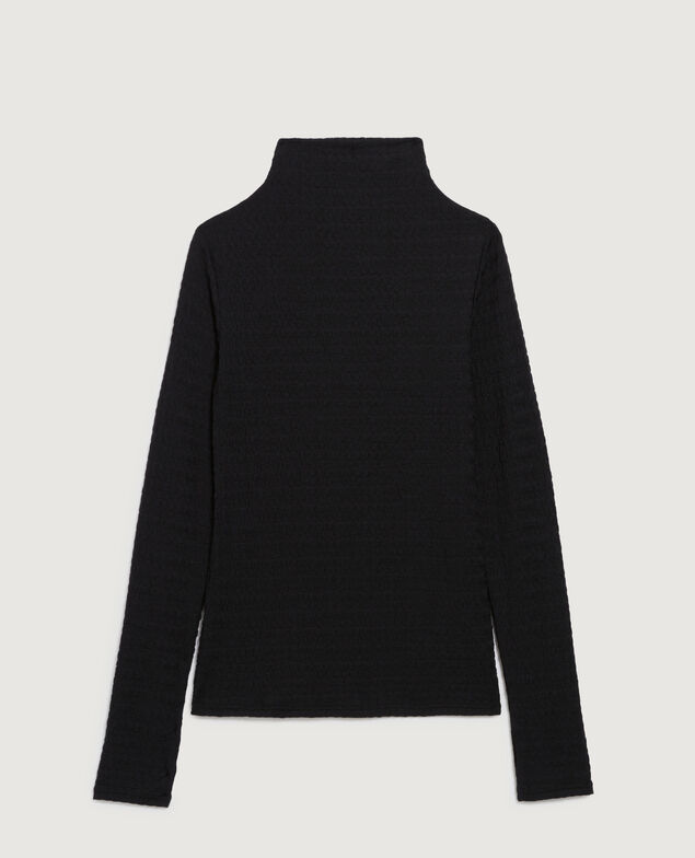 Strukturiertes Top mit Stehkragen H091 black beauty