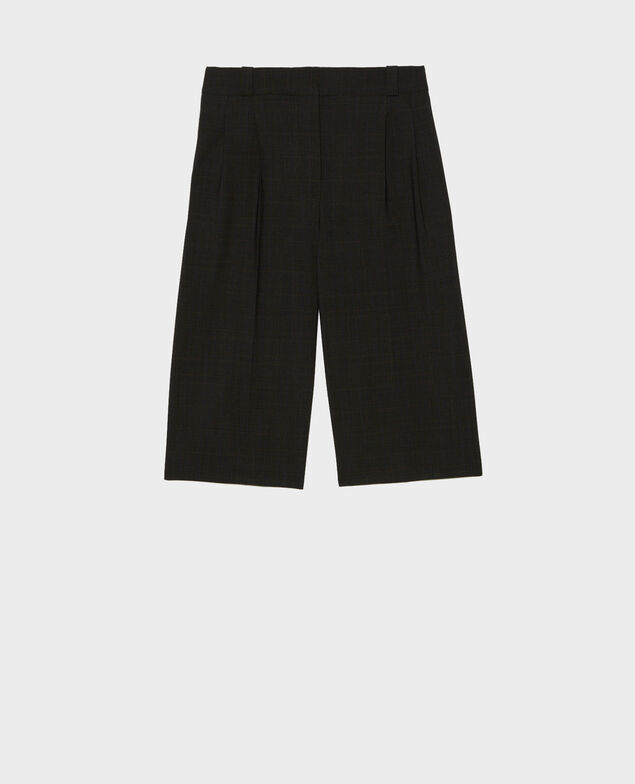 Weite Bermudashorts aus Prince of Wales-Wolle Check-wool-pattern-tailoring