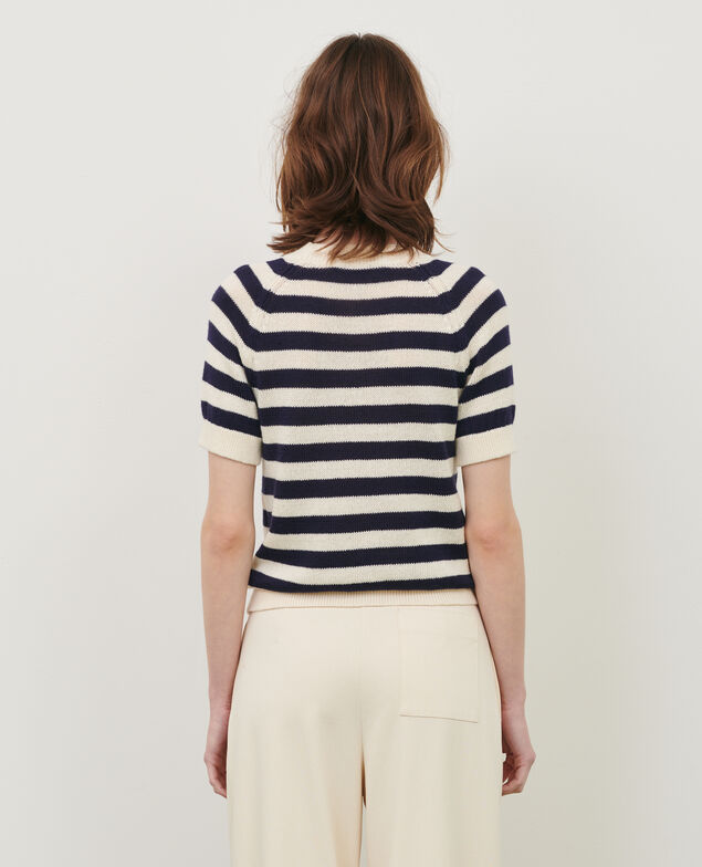 Gestreifter Pullover aus Baumwolle und Leinen 5062d str maritime butter