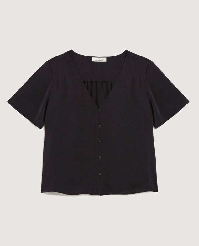 Fließende Bluse mit V-Ausschnitt H091 black beauty