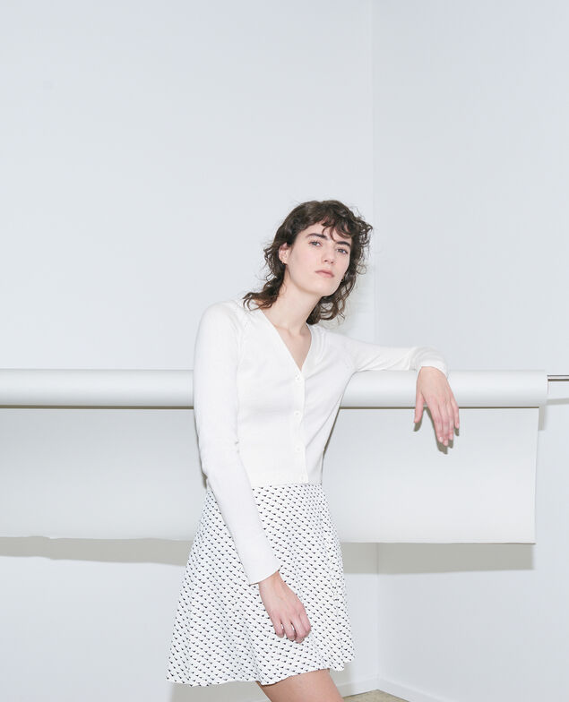 Kurzer Cardigan aus Baumwolle und Seide Gardenia