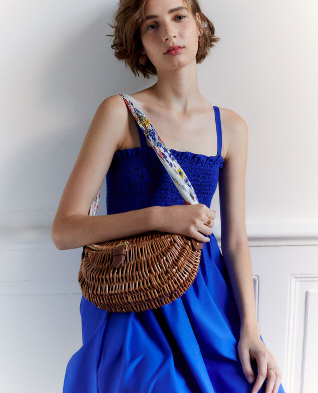 Langes Kleid aus Baumwolle und Seide Royal blue