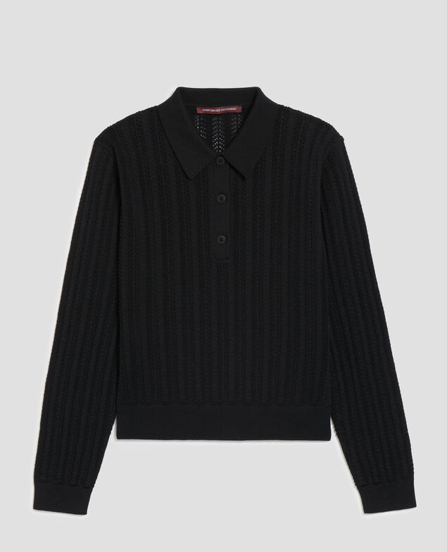 Baumwollpullover mit Polokragen U090 black