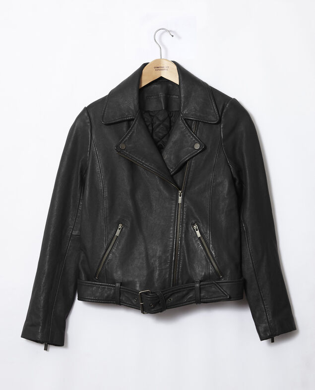 Zeitlose Lederjacke  Schwarz