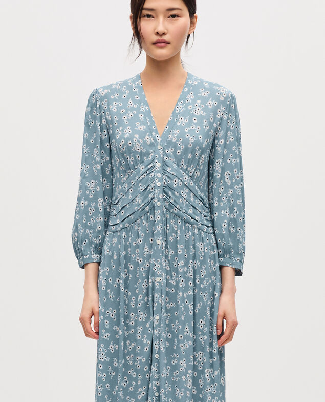 Langes fließendes Kleid K610 daisy blue