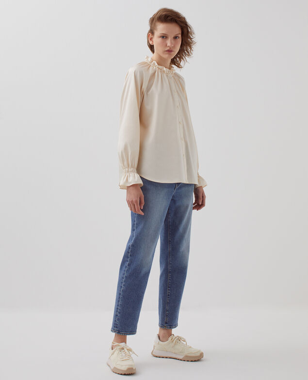 Bluse mit Volant-Kragen I300 pearled ivory