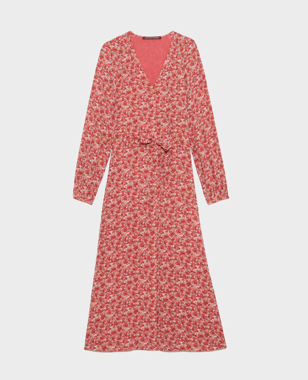 Langes Seidenkleid Art deco pink