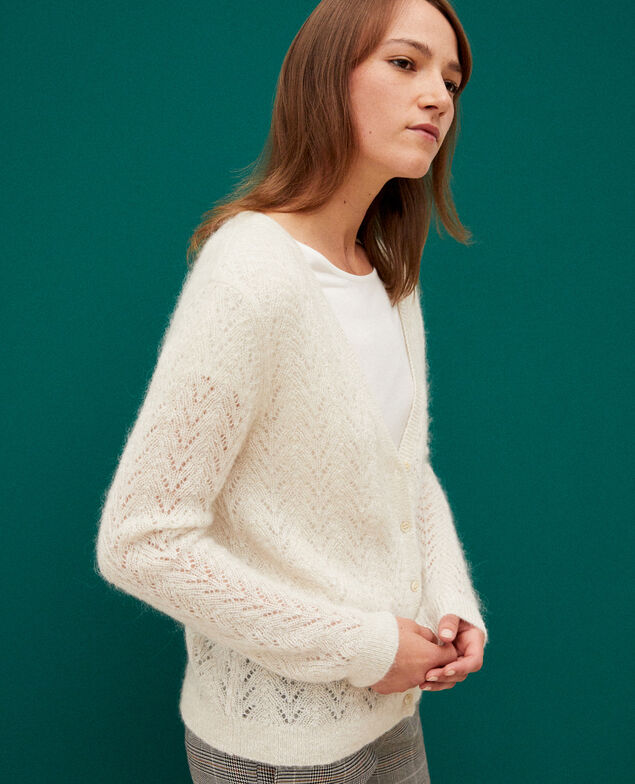 Cardigan mit Mohair Weiß