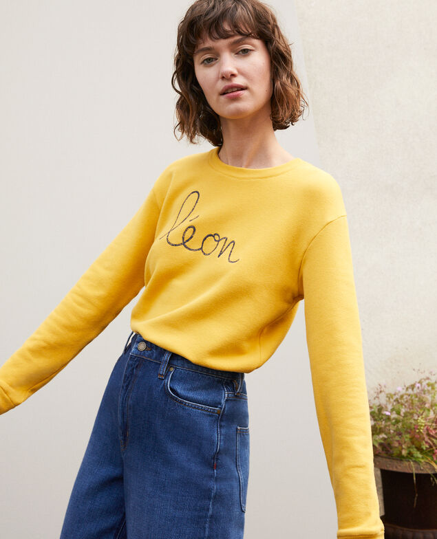 Sweatshirt mit Leon-Stickerei Golden spice/peacoat