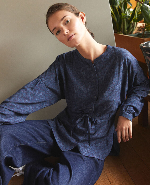 Bluse mit weitem Schnitt Blau