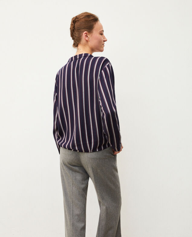 Bluse mit Pyjamakragen Blau