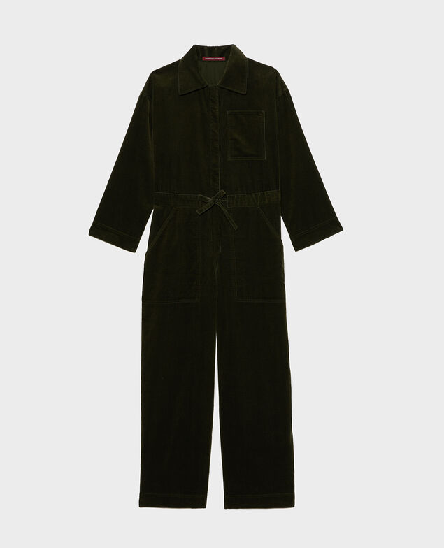  Langer Oversize-Jumpsuit aus Cord Military green