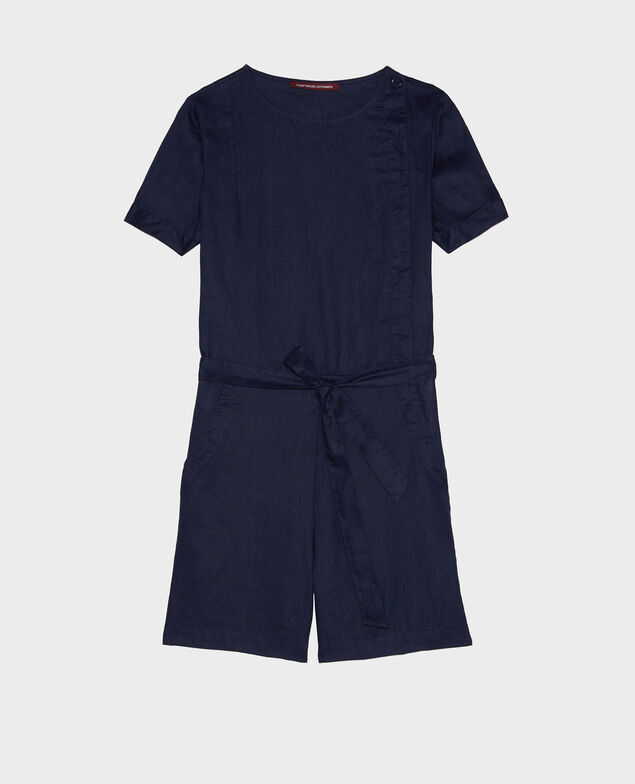 Kurzer Jumpsuit aus Leinen Maritime blue
