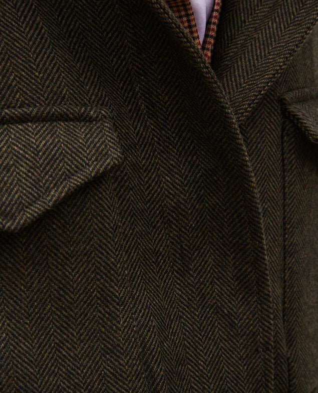 Bomberjacke aus Woll-Tweed mit Fischgrätmuster Military green