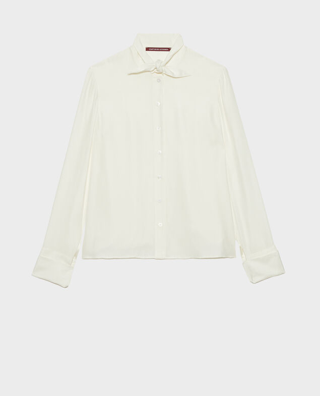  Seidenbluse mit langen Ärmeln und geknüpftem Kragen Gardenia