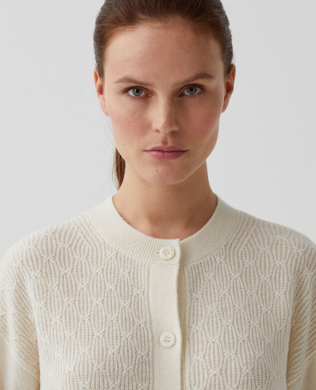 Cardigan mit Zierstrick I010 glass green beige