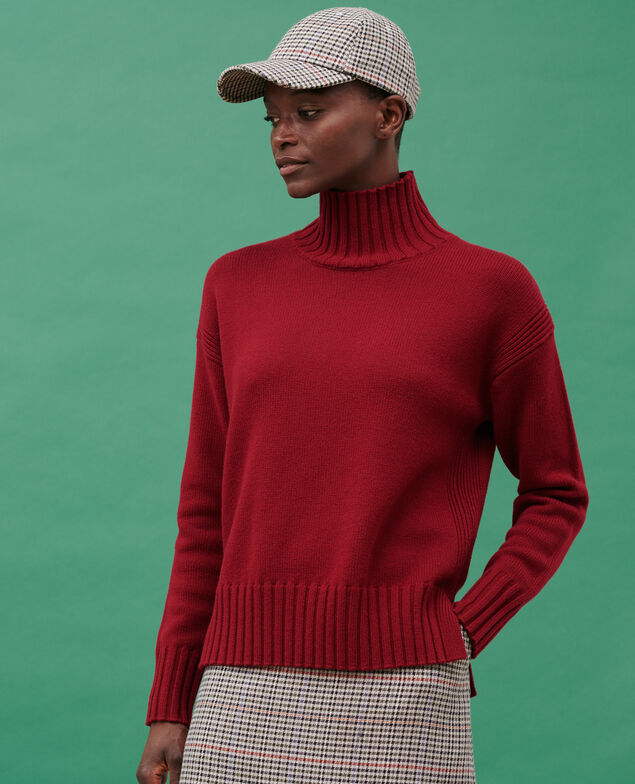 Pullover mit hohem Kragen aus Schurwolle 8878 18 wine
