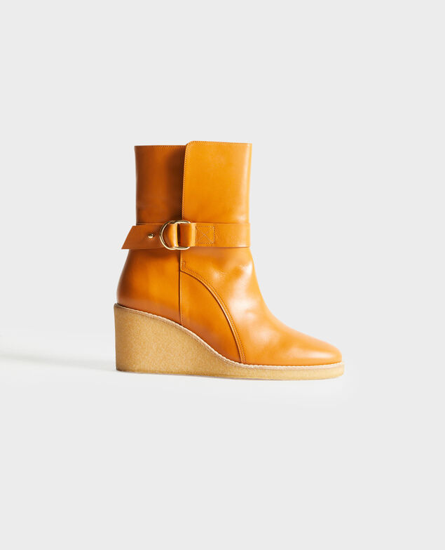 Lederstiefeletten mit Keilabsatz 4249 camel