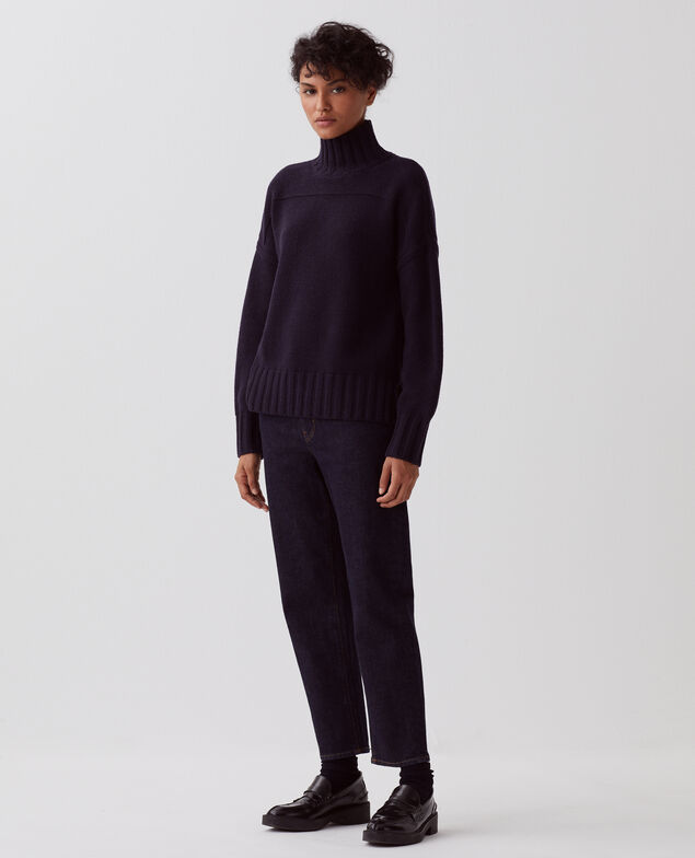 Rollkragenpullover aus Wolle H695 night sky