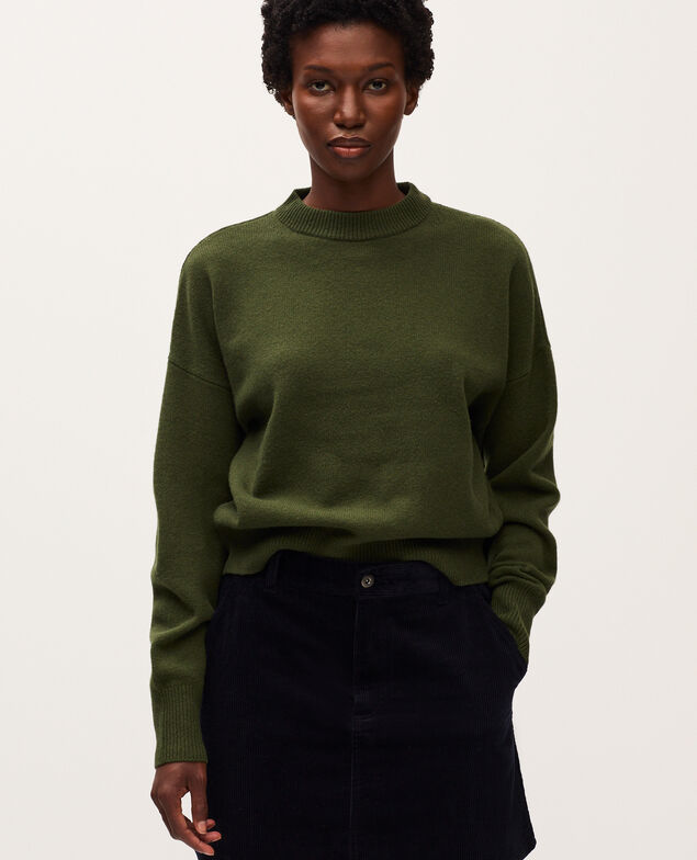 Pullover mit Rundhalsausschnitt aus Wolle U570 olive