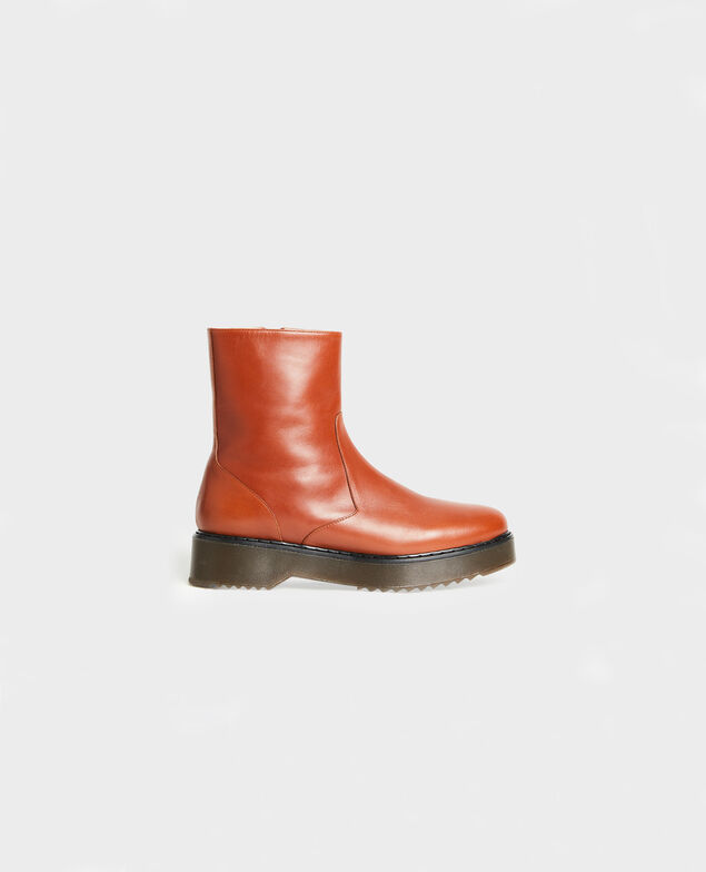 Stiefel aus strukturiertem Leder Brandy brown