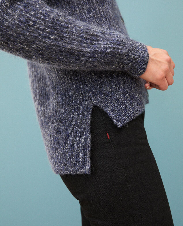 Melierter Cardigan aus Mohair Medieval blue/noir/off white