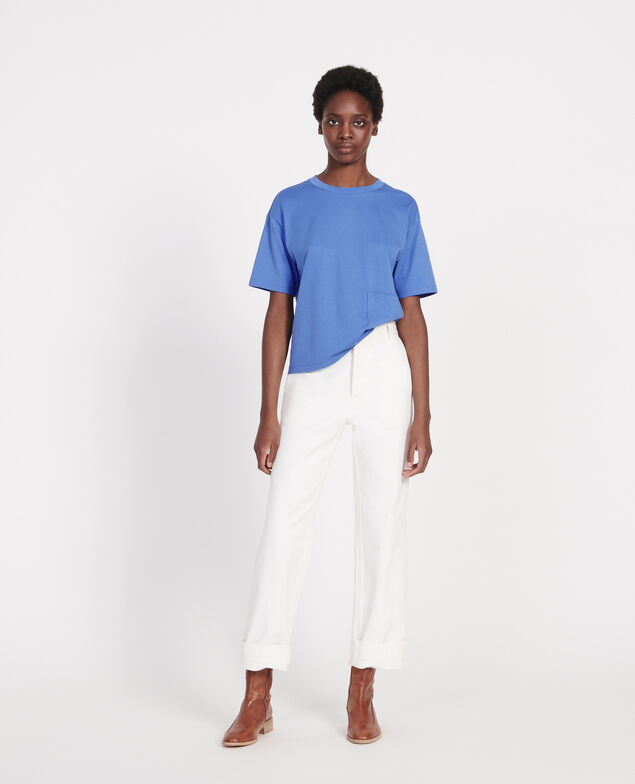 Boxy T-Shirt aus merzerisierter Baumwolle Persian jewel