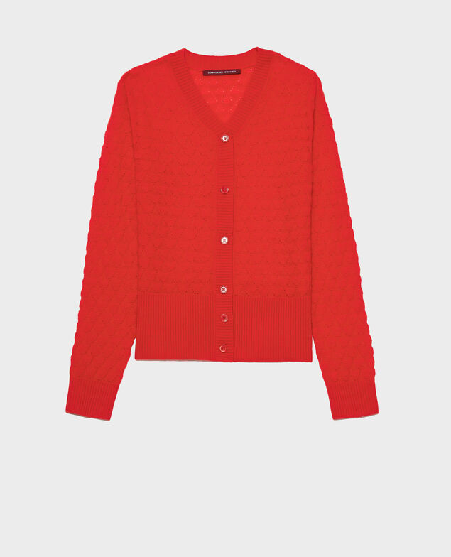 Cardigan mit V-Ausschnitt, 100 % Kaschmir  Fiery red