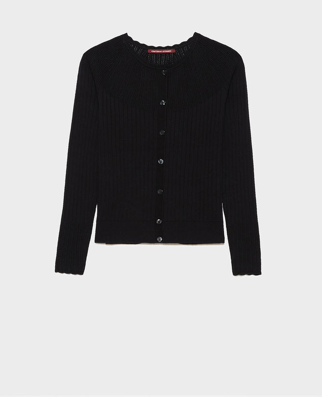 Spitzencardigan aus 3D-Strick Black beauty