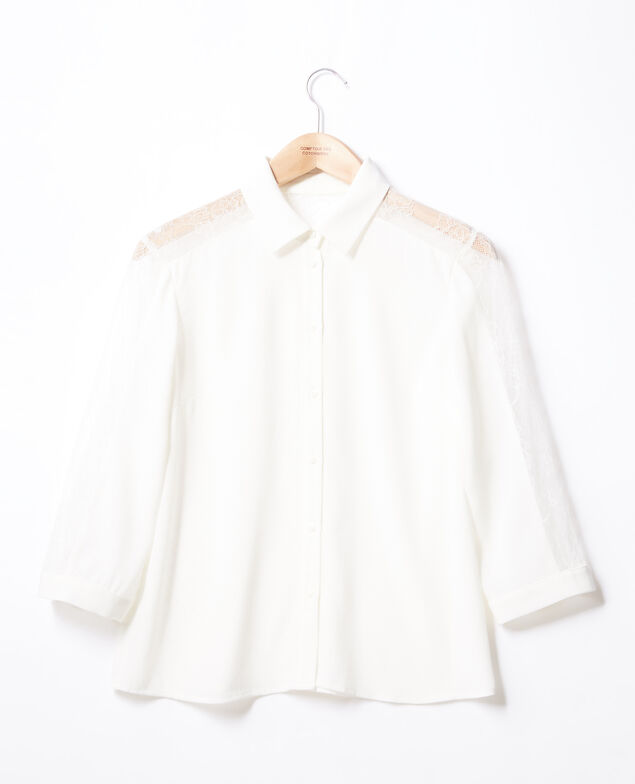 Bluse mit Spitze Weiß