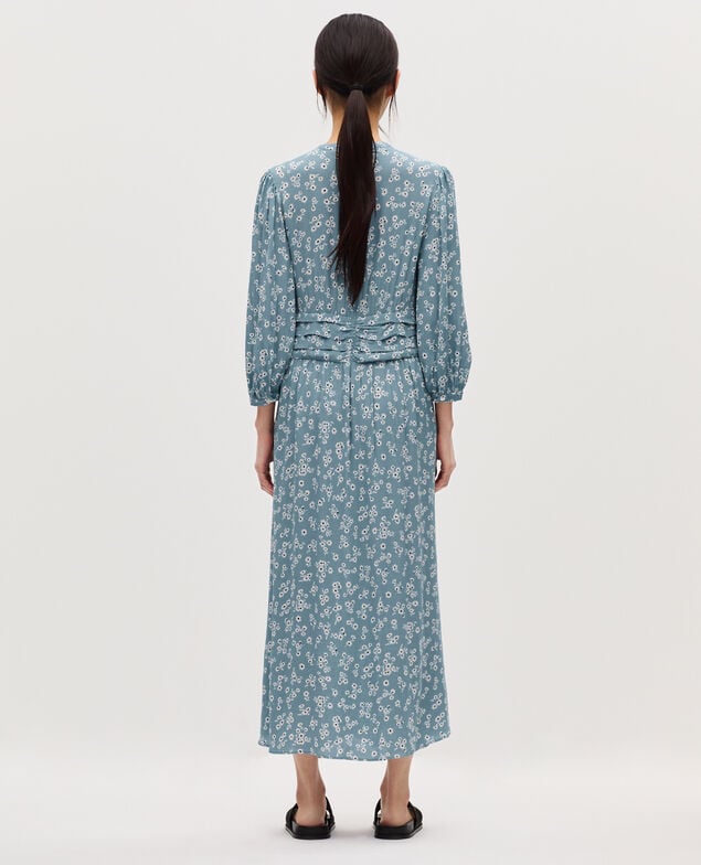 Langes fließendes Kleid K610 daisy blue