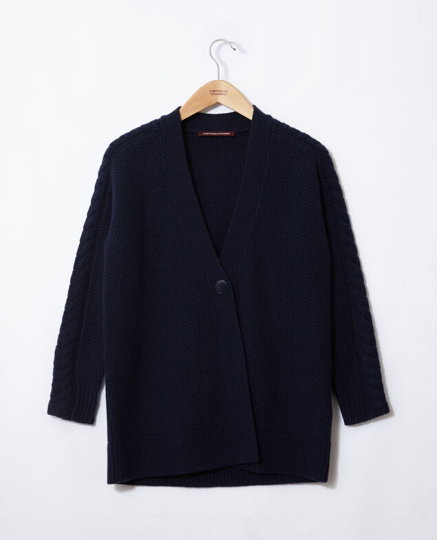 Strickjacke mit Flechtdetails Blau