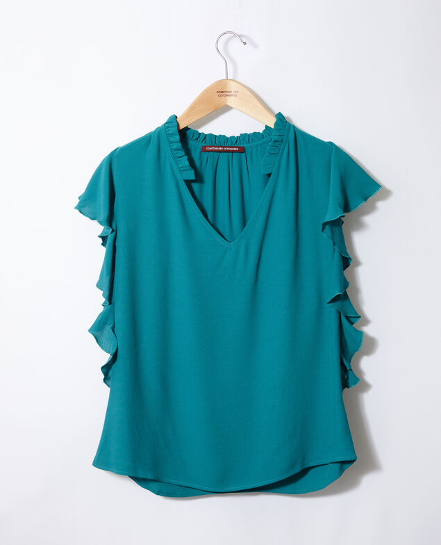 Rüschenbluse Pacific green