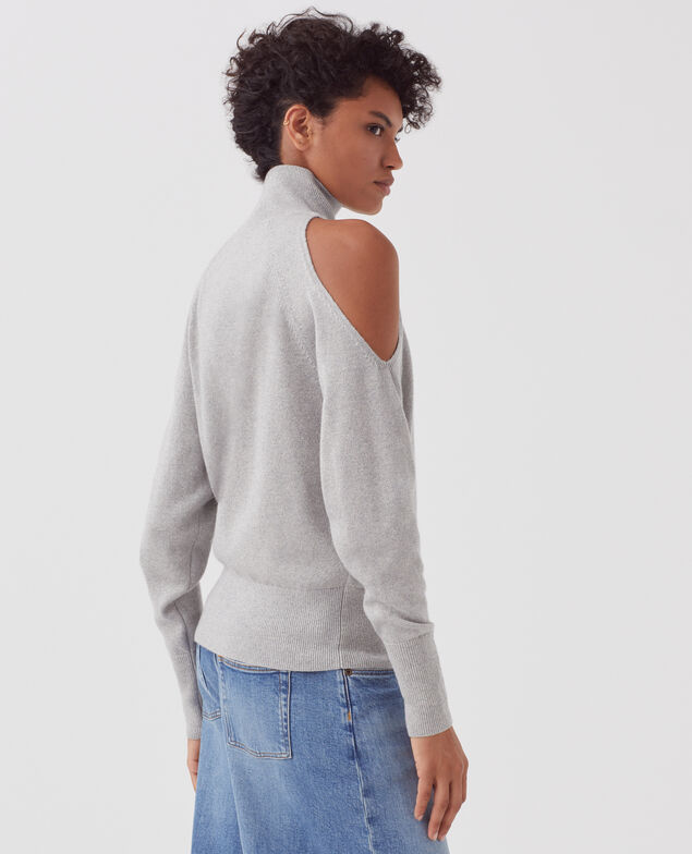 Pullover mit Cut-out an der Schulter I025 ashen gray lurex