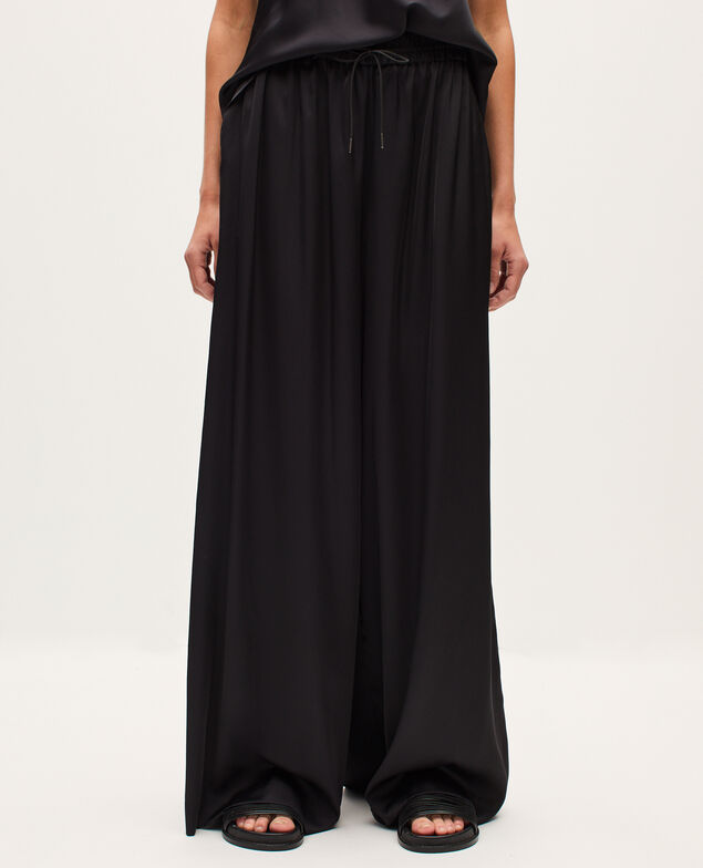 Weite satinierte Hose mit fließendem Fall H091 black beauty
