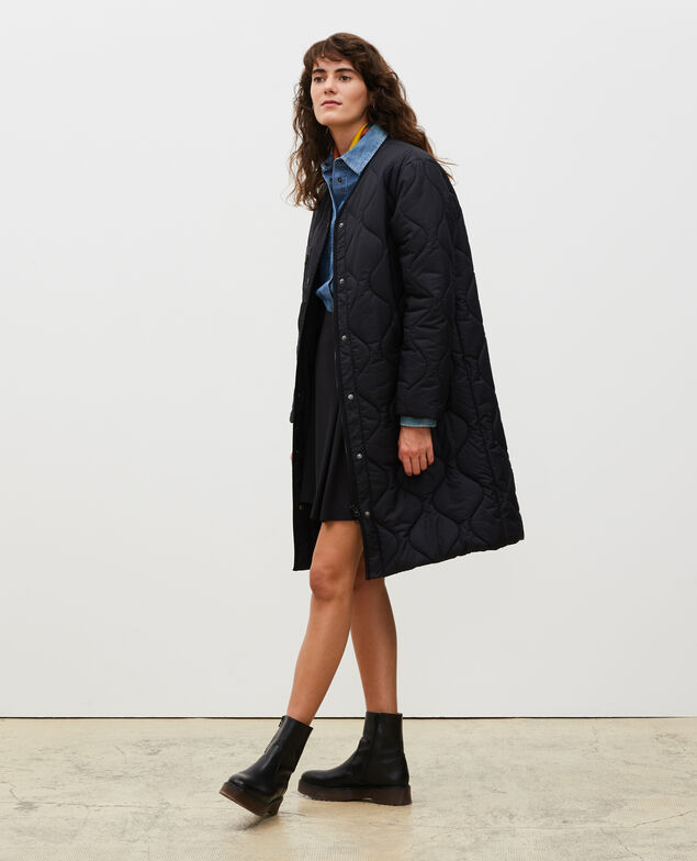 Daunenmantel mit V-Kragen  Black beauty