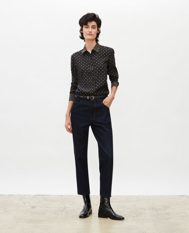 TOMBOY - Weite Jeans halbhohe Taille 5 Taschen Denim rinse
