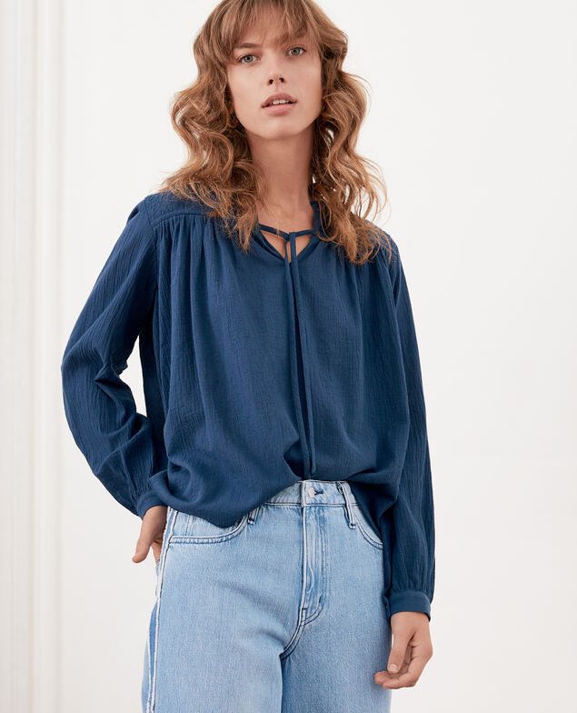 Bluse mit Spitze  Indigo