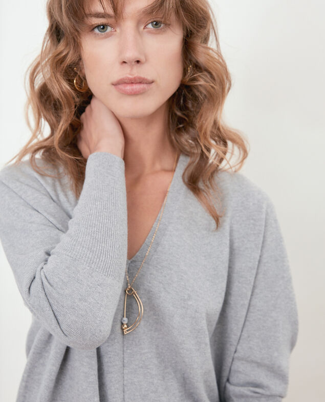 Oversize-Pullover aus Baumwolle und Kaschmir Light grey