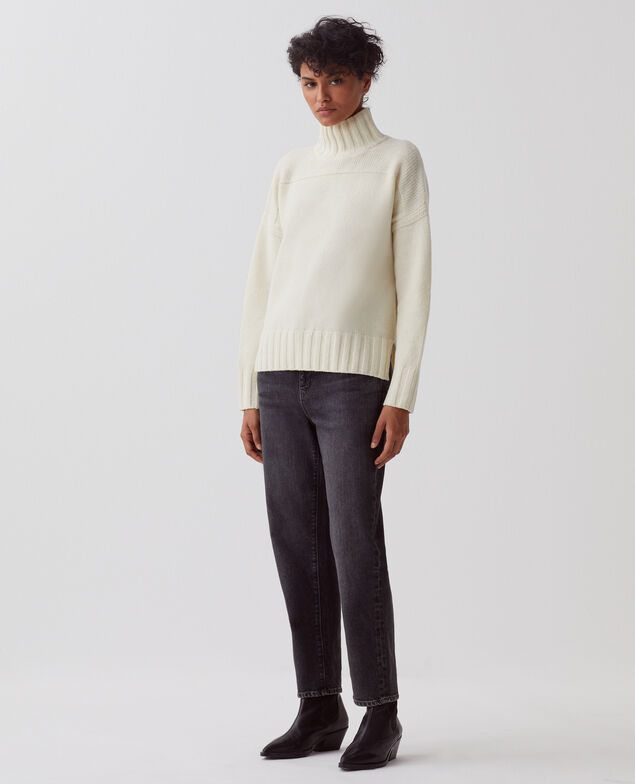 Rollkragenpullover aus Wolle I010 glass green beige
