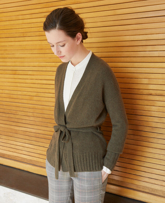 Cache-cœur-Cardigan aus Kaschmir Olive night
