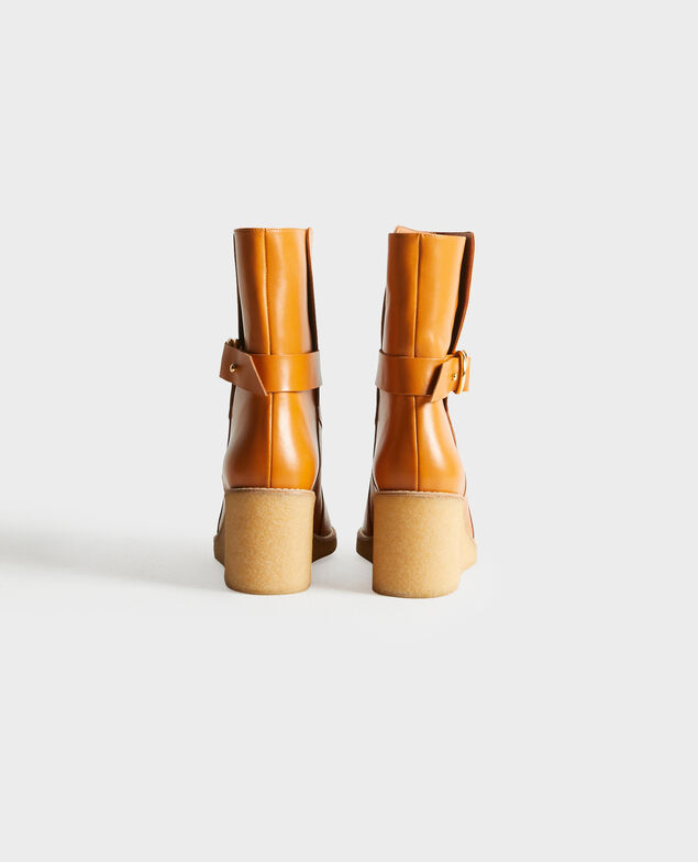 Lederstiefeletten mit Keilabsatz 4249 camel