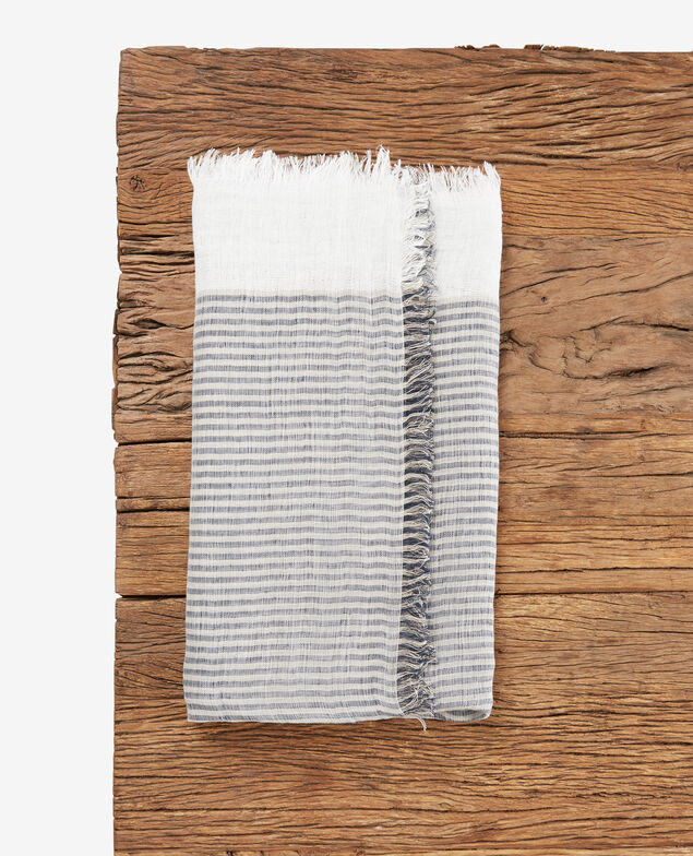 Tuch aus Leinen Kaolin/indigo