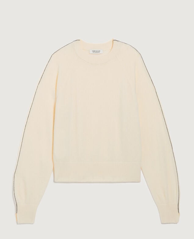Pullover mit Rundhalsausschnitt aus Kaschmir K011 ecru st gray