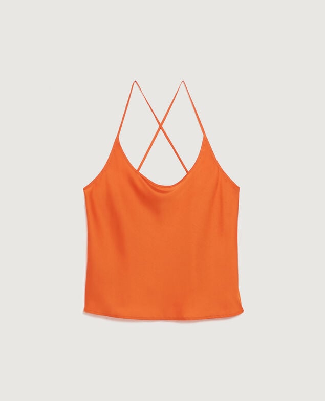 Satiniertes Top mit schmalen Trägern K240 apricot orange