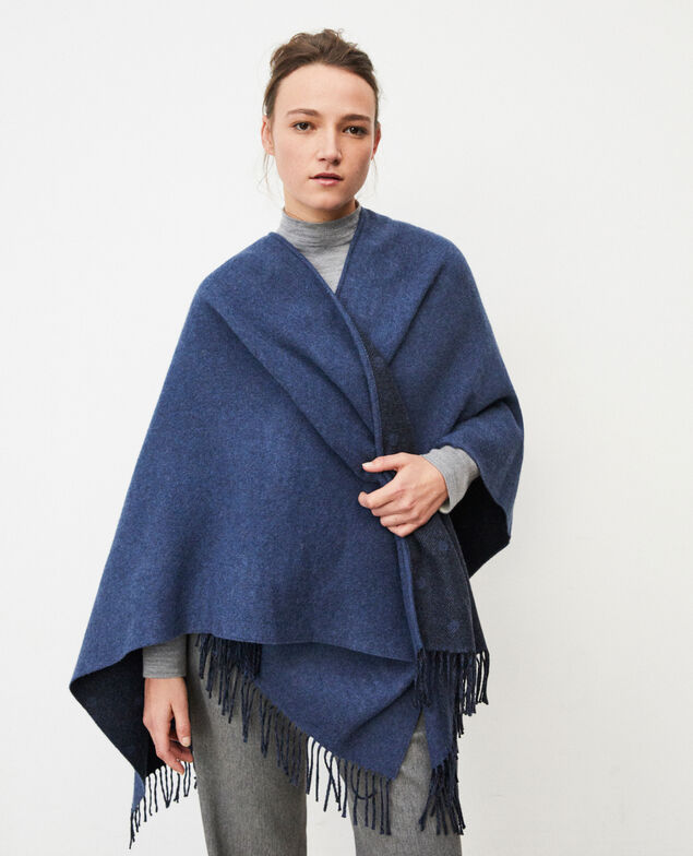  Cape mit Wolle Blau